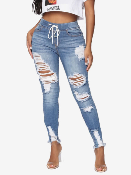 Image of Pantaloni casual in cotone per jeans da donna