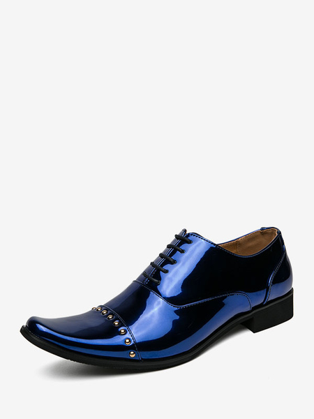 Image of Scarpe eleganti da uomo Fantastiche scarpe stringate in pelle PU regolabili con cinturino a punta quadrata