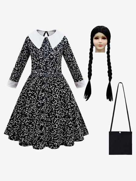 Image of Il cosplay del film della famiglia Addams mercoledì Kid Cosplay vestito di un pezzo