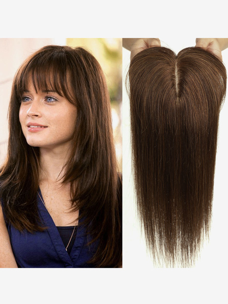 Image of Estensioni dei capelli per le donne Capelli umani lunghi arruffati a strati con frangia / frangia