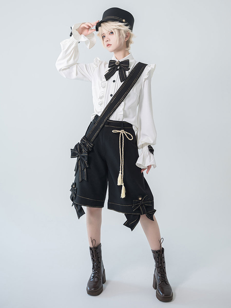 Image of ?Pre-vendita? Camicia gotica Lolita Ouji a maniche lunghe con volant e fiocchi