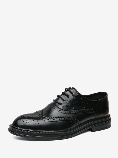 Image of Scarpe Oxford nere da uomo con punta arrotondata e scarpe da sposo