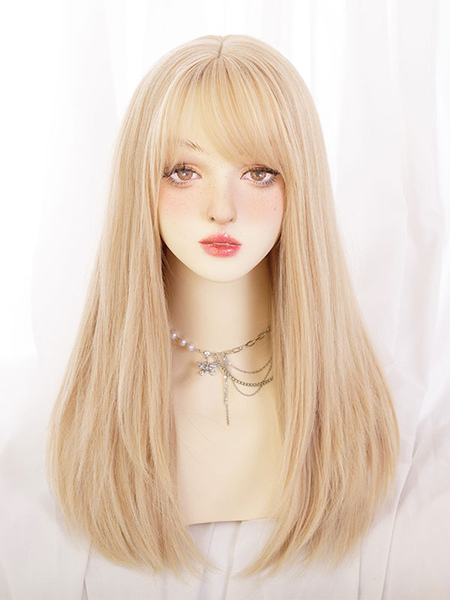 Image of Parrucca Sweet Lolita Fibra arruffata resistente al calore Accessori Lolita oro chiaro