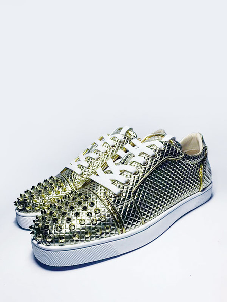 Image of Scarpe sneakers uomo PU Oro  geometrica rotondo con rivetti