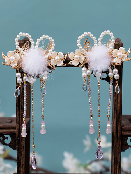 Image of Accessori Lolita in stile cinese Champagne Pom Poms Catene Perle Accessori in metallo Varie
