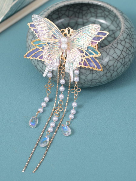 Image of Accessori Lolita in stile cinese Farfalla lilla Perle Catene Accessorio in metallo Varie