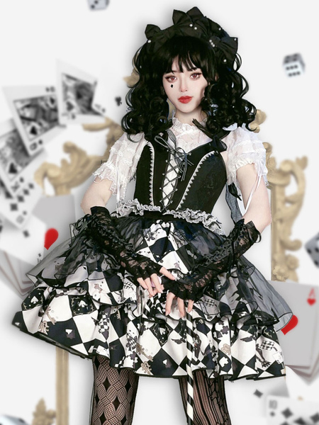 Image of Sweet Lolita Outfit Top sopragonna senza maniche nero