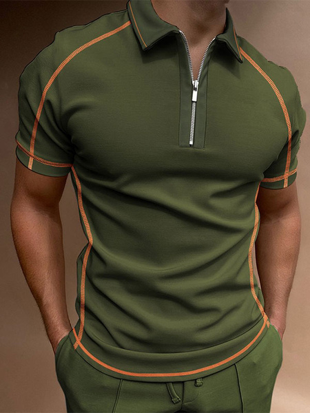 Image of Polo da uomo stampata collo a punta maniche corte vestibilità regolare verde polo alla moda