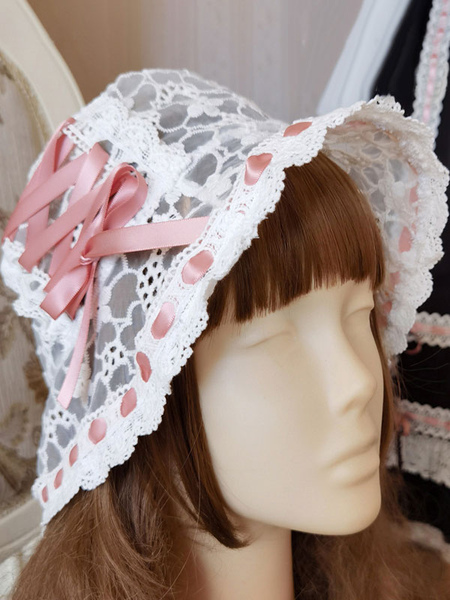 Image of Accessorio per cappello Sweet Lolita Fiocco in pizzo Accessori Lolita bianchi in poliestere