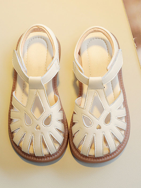 Image of Flower Girl Shoes Scarpe da festa in pelle PU bianco ecru per bambini