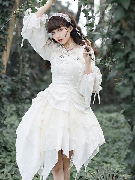 Image of Sweet Lolita JSK Dress Ecru Bianco Lolita Jumper Gonne