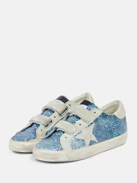 Image of Sneakers da donna Scarpe casual con punta arrotondata glitterata blu