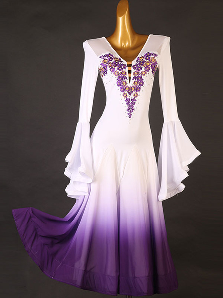 Image of Costumi da ballo da sala Abiti da ballo eleganti in lycra e spandex da donna viola