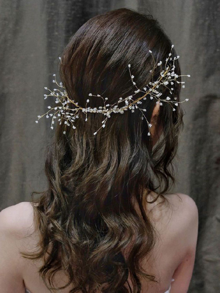 Image of Copricapo Copricapo da sposa Accessori per capelli da sposa in metallo perlato