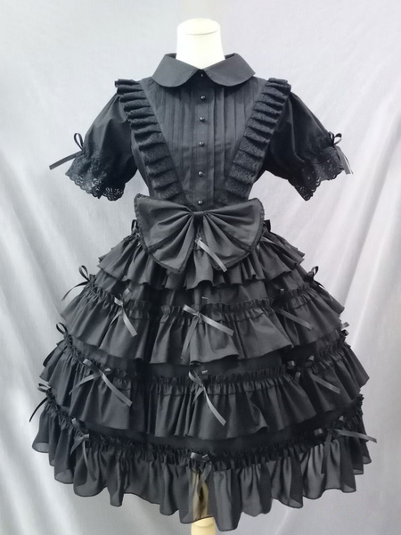 Image of Gothic Lolita veste fiocchi di pizzo neri