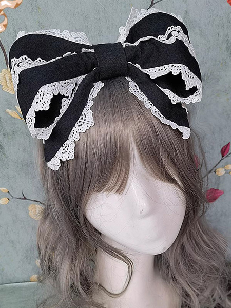 Image of ROCOCO Style Lolita Accessori Infanta Black Lace Ruffles Copricapo Poliestere Varie