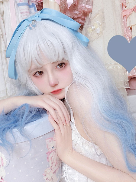 Image of Parrucche Harajuku Fashion Lolita Fibra lunga resistente al calore Accessori Lolita blu cielo chiaro