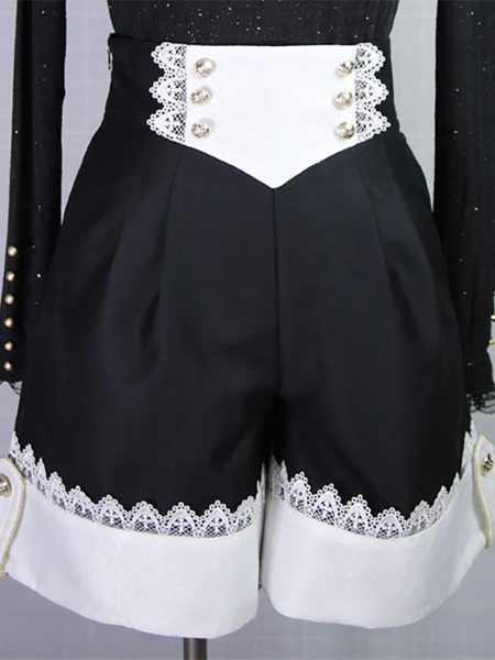 Image of Gothic Lolita Bloomers Pantalone Lolita dritto in pizzo nero