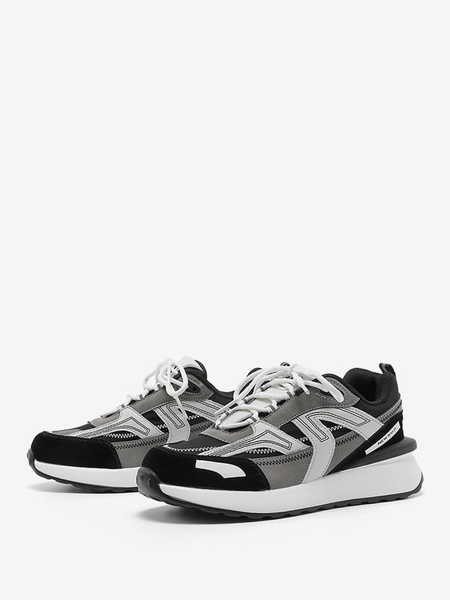 Image of Scarpe uomo sneakers PU Nero  rotondo con blocchi di colore