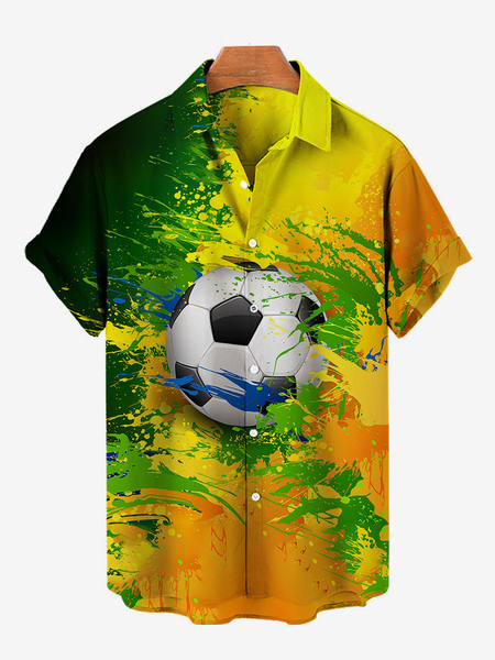 Image of Camicia casual da uomo Comode camicie da uomo gialle stampate