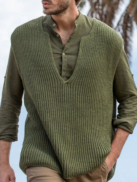 Image of Maglioni da uomo Maglieria pullover da uomo scollo a V Autunno Verde Verde