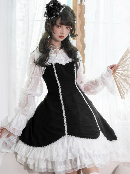 Gothic Lolita Dresses Ruffles Black Black product