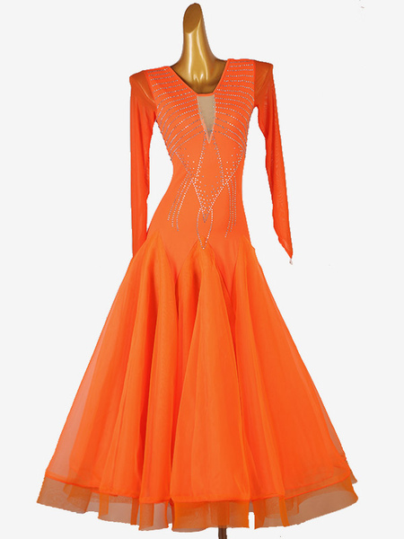 Image of Costumi da ballo da sala Abiti da ballo in lycra spandex da donna arancioni