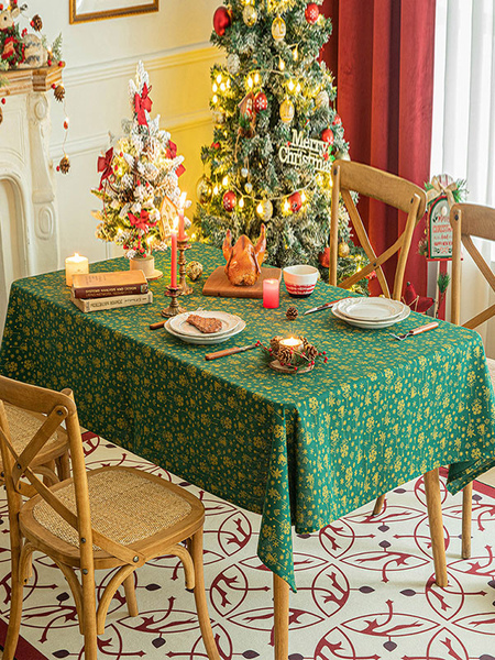 Image of Costumi di vacanze natalizie in poliestere con motivo natalizio in fibra di poliestere verde natalizio
