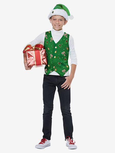 Image of Confezione completa di abbigliamento da elfo cosplay natalizio per bambini