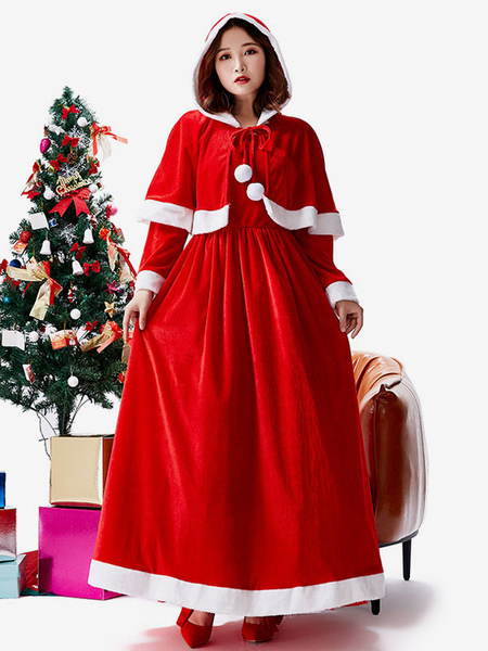 Image of Abito rosso natalizio aderente Costumi natalizi bicolore in poliestere