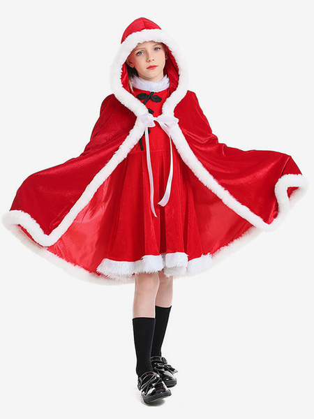 Image of Top Natale mantello rosso poliestere bicolore costumi per le vacanze di Natale