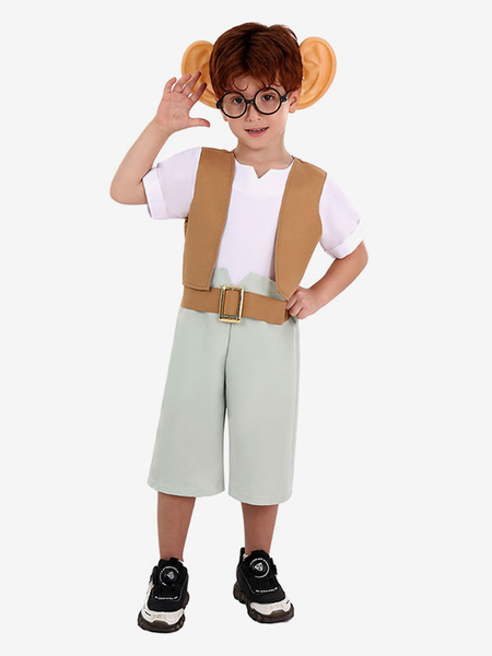 Image of Costumi di Halloween per bambini Set di poliestere natalizio marrone chiaro Tuta per occhiali per bambini
