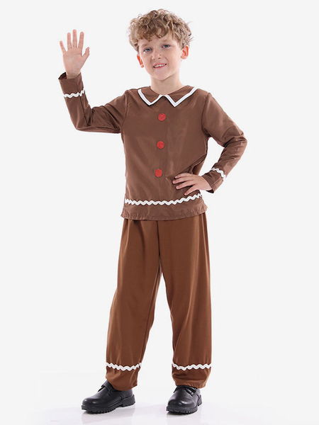 Image of Set Natale caffè marrone Top pantaloni poliestere a pois costumi di vacanze di Natale