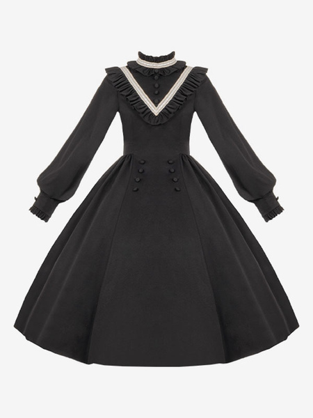 Image of Olivia Op With Pudgy&#39;s Design originale gotico elegante abito a maniche lunghe per l&#39;autunno inverno