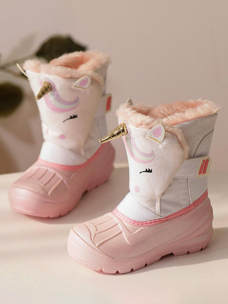 chaussures d&#39;hiver pour filles jolies bottes de neige en nylon avec personnages de licorne de dessin animé imprimés