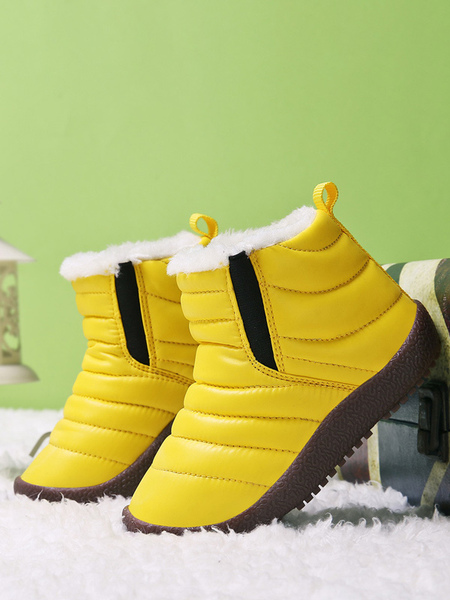 bottes de neige unisexes pour enfants bout rond doublure en peluche courte bottes d&#39;hiver