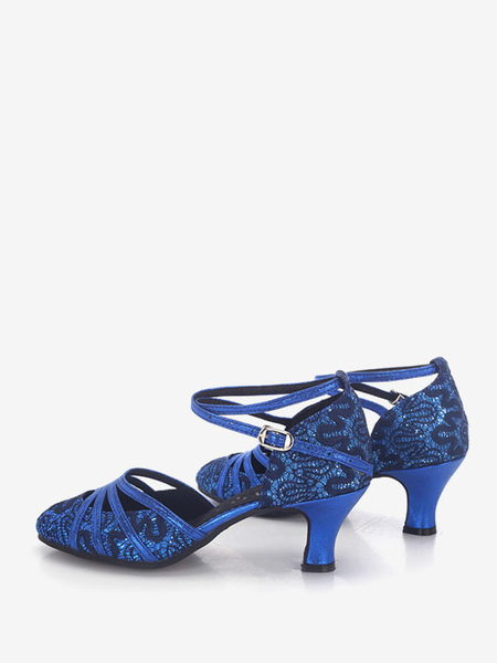Image of Scarpe da ballo latino Scarpe da ballo da sala con fibbia blu e punta tonda