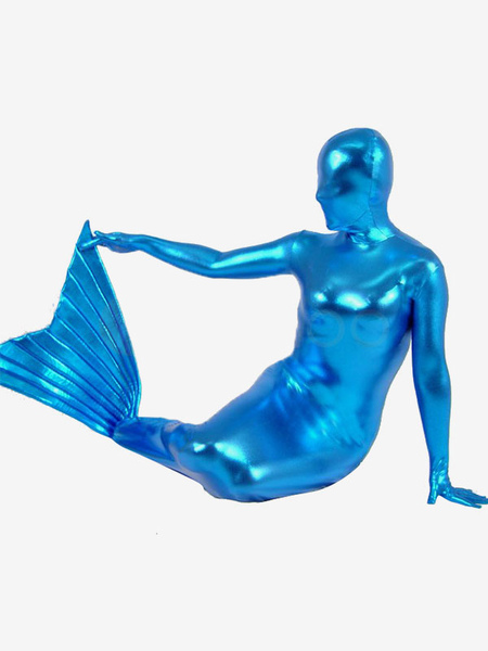 Image of Carnevale Tuta a sirena 2024 Blu Lucido metallico per Costume Halloween