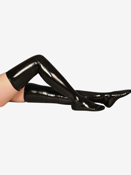 Image of Carnevale Calze lunghe in PVC nere unisex per adulti Halloween