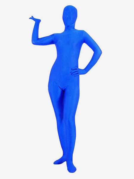 Image of Carnevale Zentai collant per adulti completo lycra spandex blu tuta tinta unito unisex Halloween