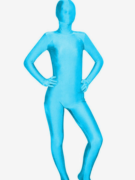 Image of Carnevale Zentai collant per adulti completo lycra spandex blu tinta unito unisex Halloween