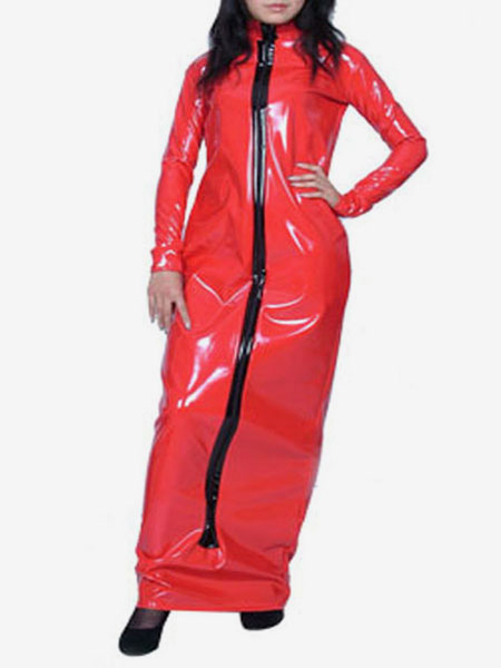 Image of Carnevale Red Maniche lunghe zip anteriore Shiny Metallic Dress Halloween