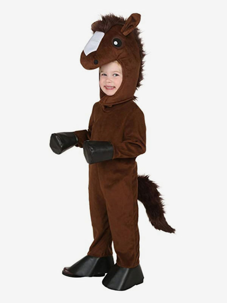 Image of Costumi di Halloween per bambini Costume da cavallo in poliestere in fibra di poliestere marrone caffè animale