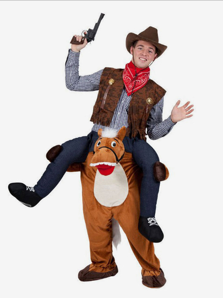 Image of Carnevale Carry Me Costume Cowboy And Indians Halloween Piggyback Ride On Mascot Unisex Adulti Flanella Costumi divertenti Halloween