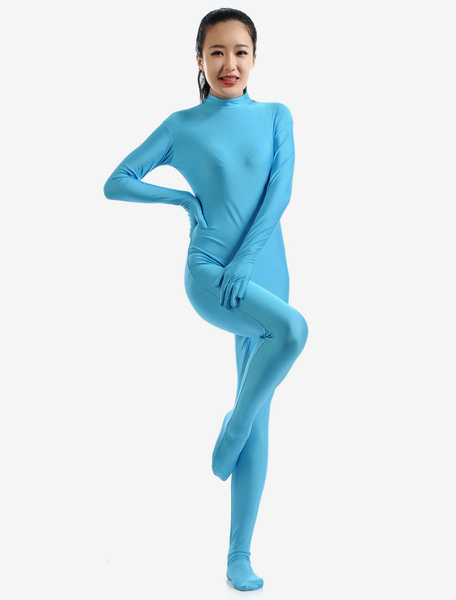 Image of Carnevale Morph Suit Halloween Light Sky Blue Lycra Spandex Zentai Suit per donna Morphsuits Halloween