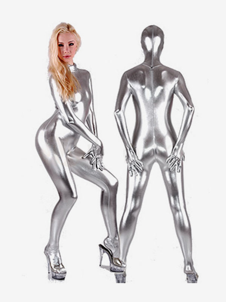 Image of Carnevale Shiny Silver Tutina Spandex Halloween