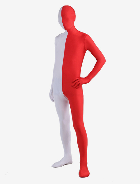 Image of Carnevale Cool bianco rosso Lycra Spandex Full Body Suit Zentai Halloween