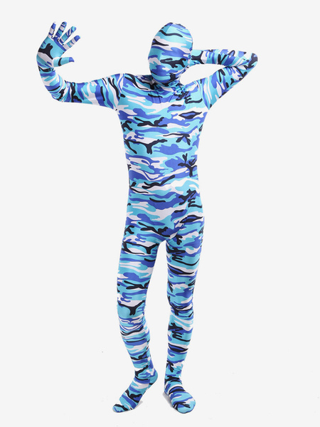 Image of Carnevale Blu mimetico Suit Zentai Lycra Spandex completo corpo Halloween