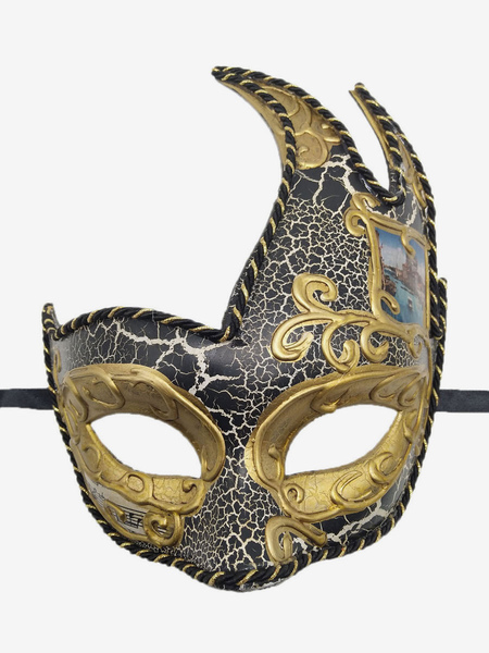 Image of La maschera di carnevale brasiliana per adulti in plastica nera accessori per costumi in maschera