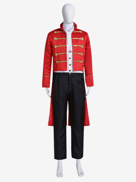 carnaval cirque uniforme rouge hommes chemise pardessus ensemble halloween vintage déguisement costumes